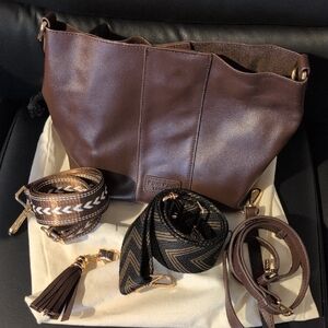 Pom Pom London Brown Leather Shoulder Bag